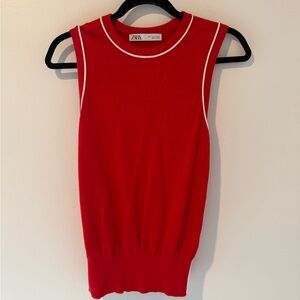 Zara Red Tank Top with White Trim